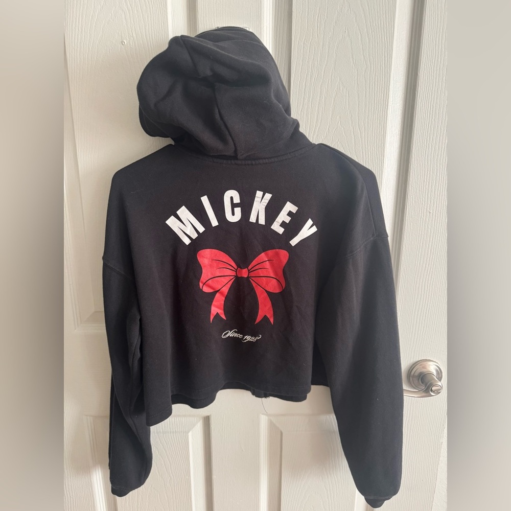 H&M Disney Black Hoodie with Red Bow Design